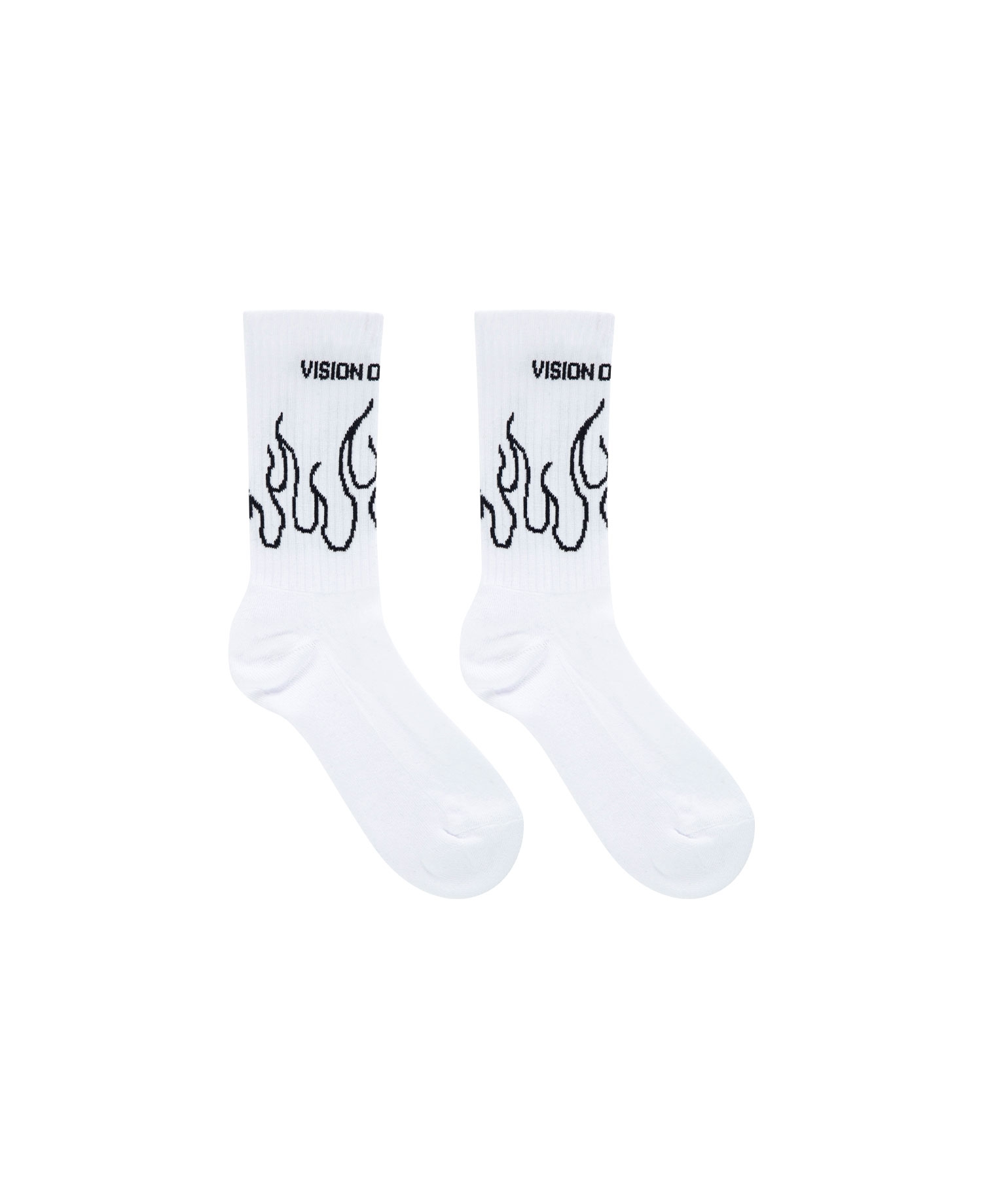 WHITE SOCKS WITH BLACK FLAME CONTOUR_WHITE