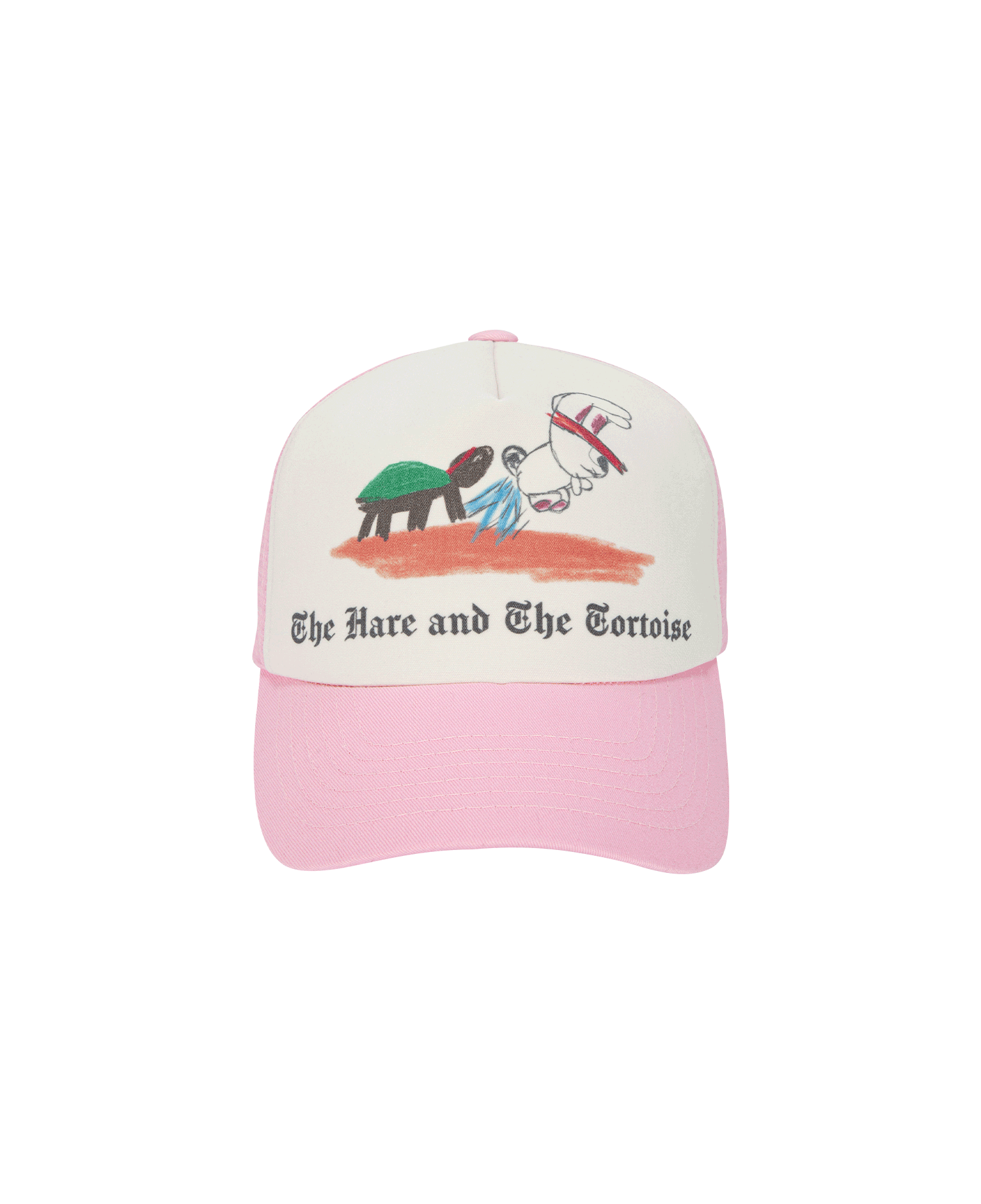 HARE AND TORTOISE TRUCKER CAP_PINK