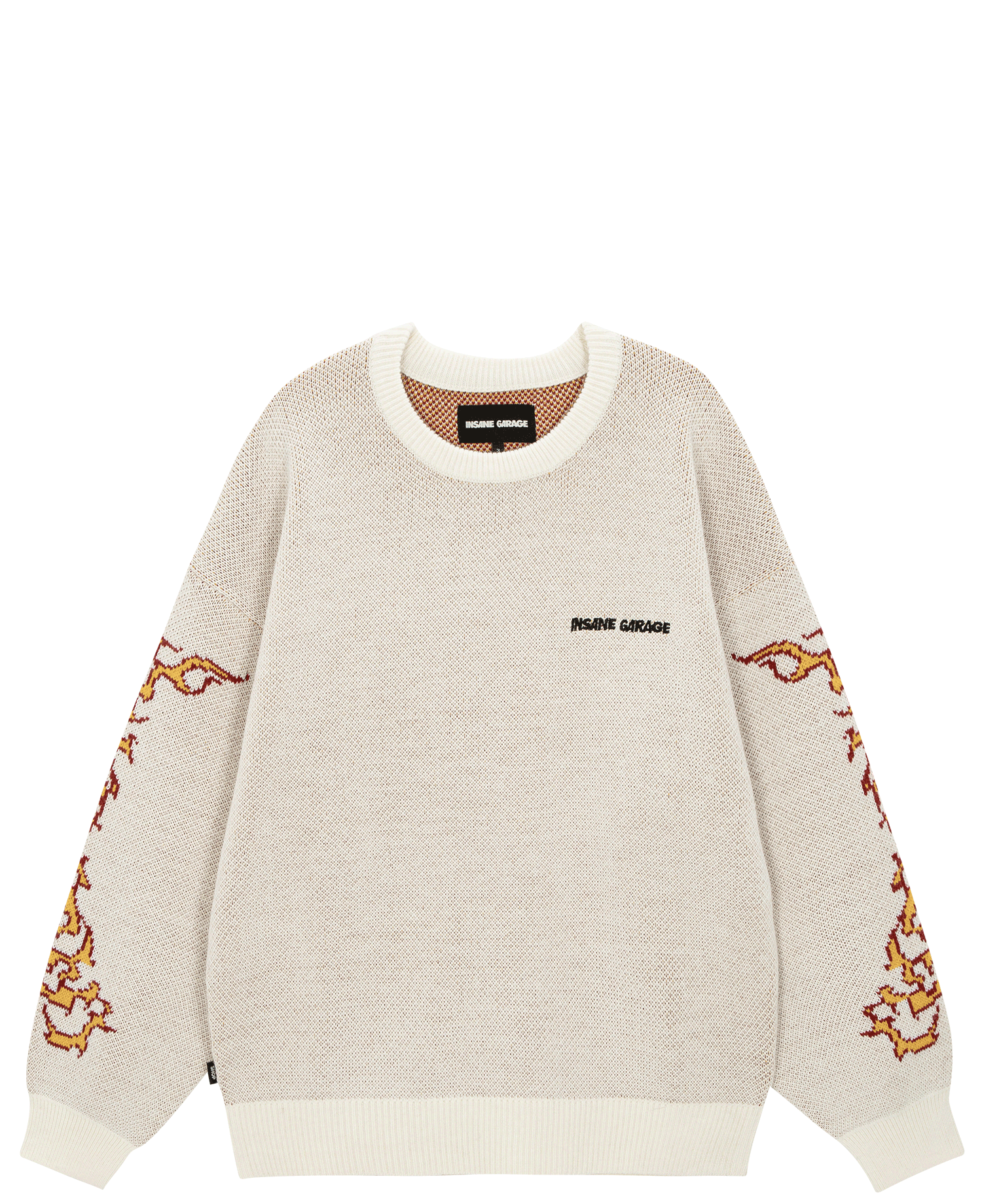 INSANE FLAME JACQUARD KNIT PULLOVER_IVORY